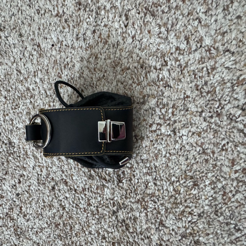 Tanner Krolle Black Leather Belt with Silver Buckle NWT